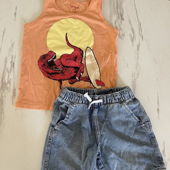 Unisex Sleeveless shirt and jean shorts - Picture 1 of 3